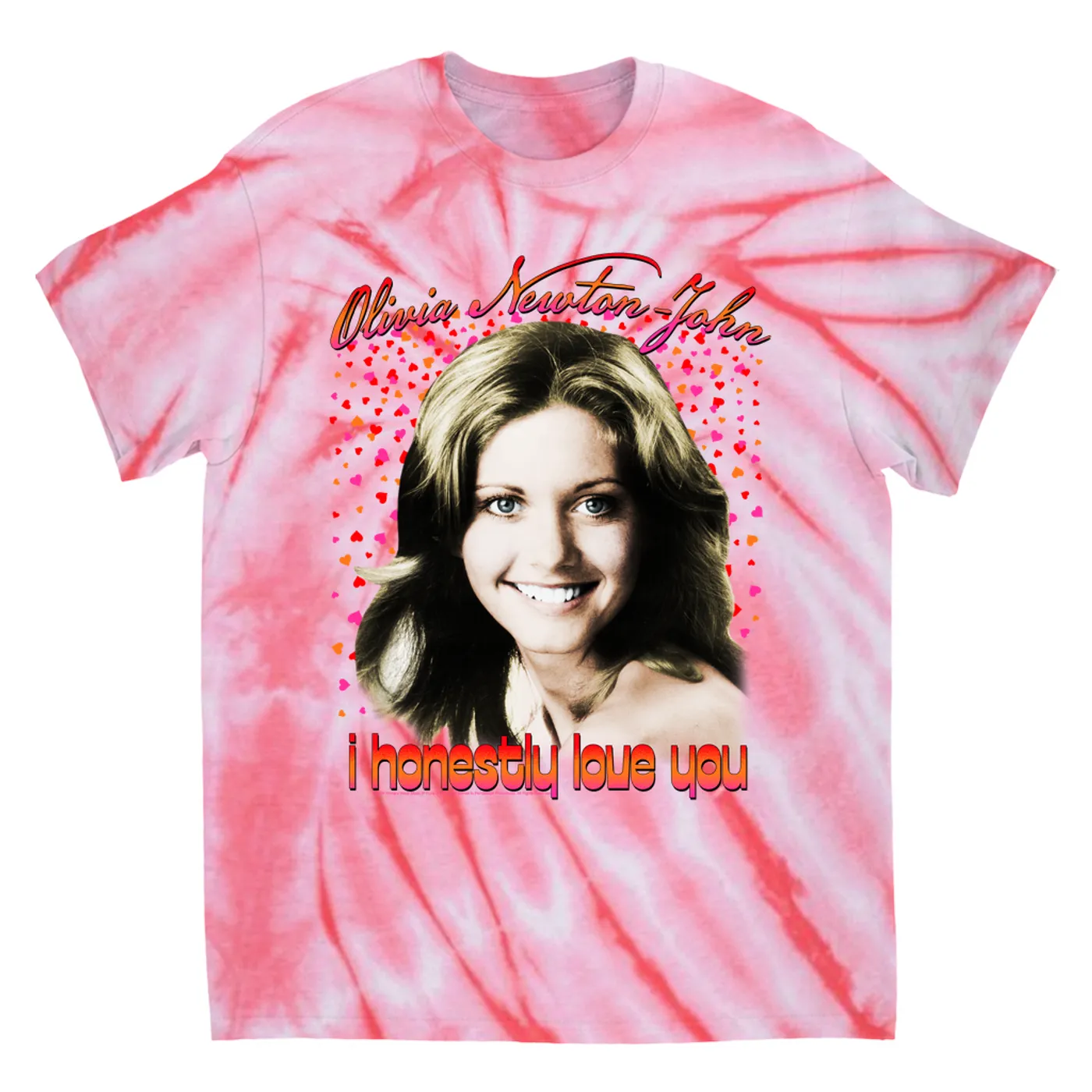 Olivia Newton-John T-Shirt | I Honestly Love You In Hearts (Merchbar Exclusive) Olivia Newton John Tie Dye Shirt
