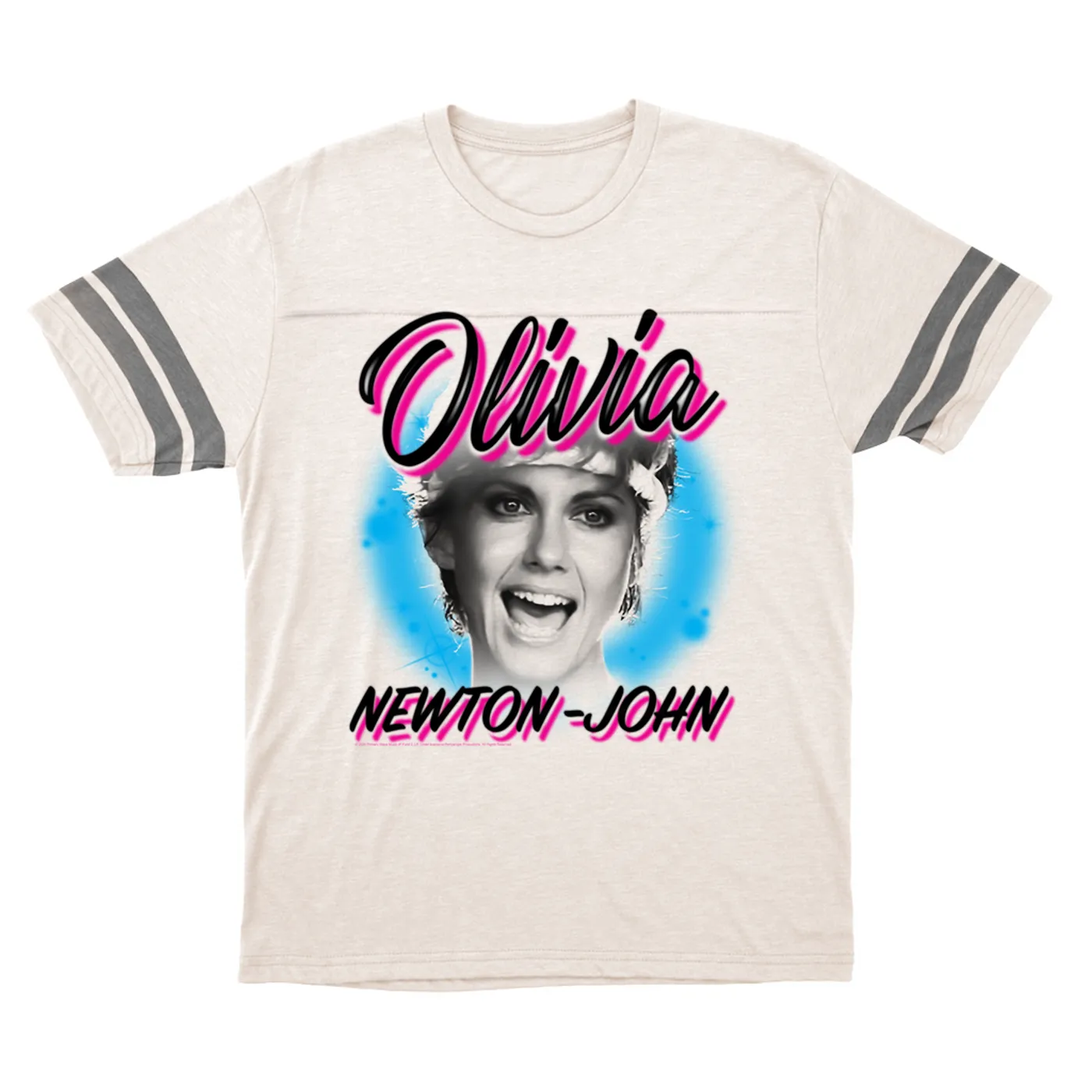 Olivia Newton-John T-Shirt | 80's Airbrush Logo Olivia Newton John Football Shirt