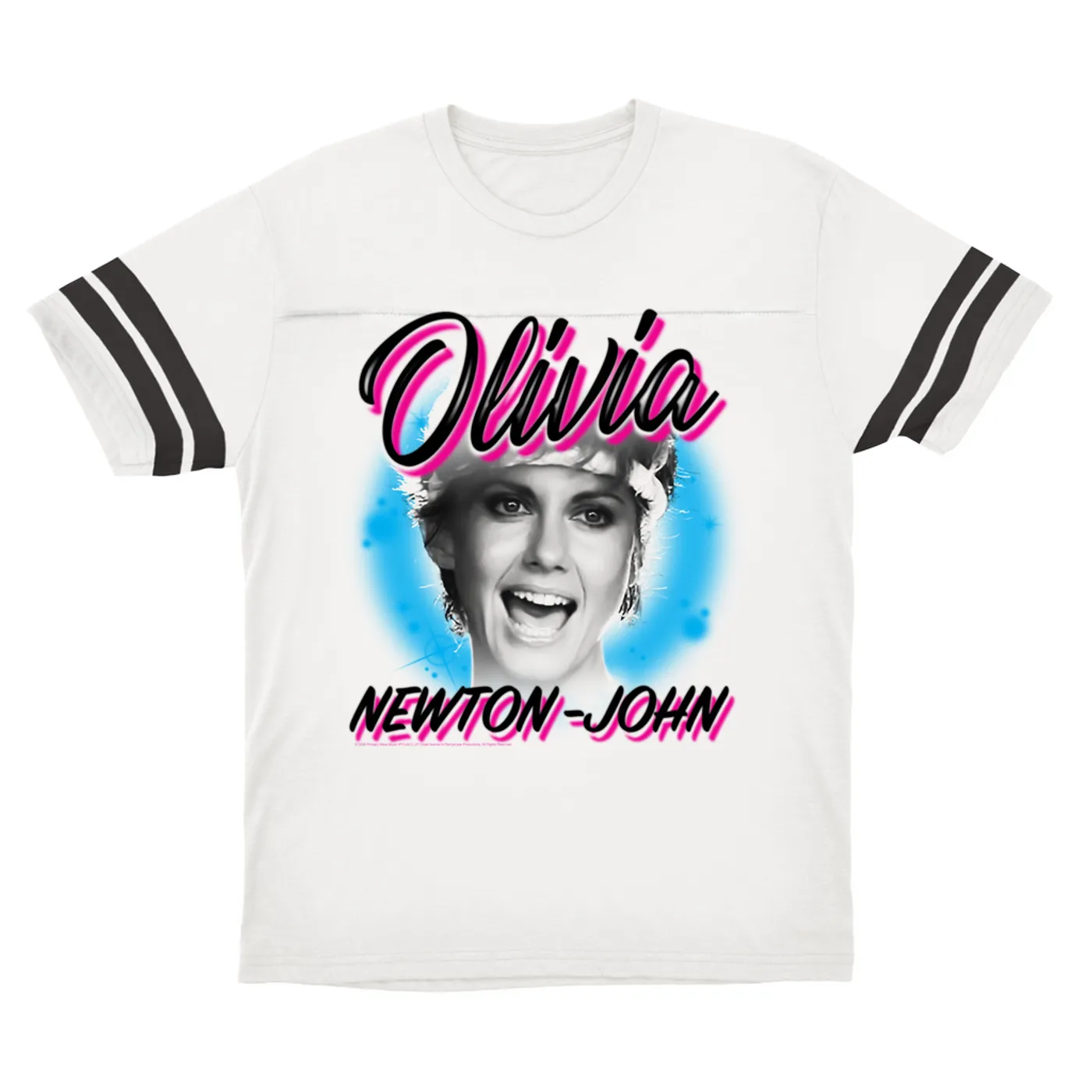 Olivia Newton-John T-Shirt | 80's Airbrush Logo Olivia Newton John Football Shirt