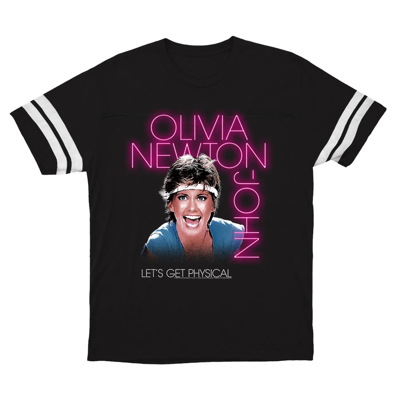 Olivia Newton-John T-Shirt | Let's Get Physical Neon Pink Olivia Newton John Football Shirt
