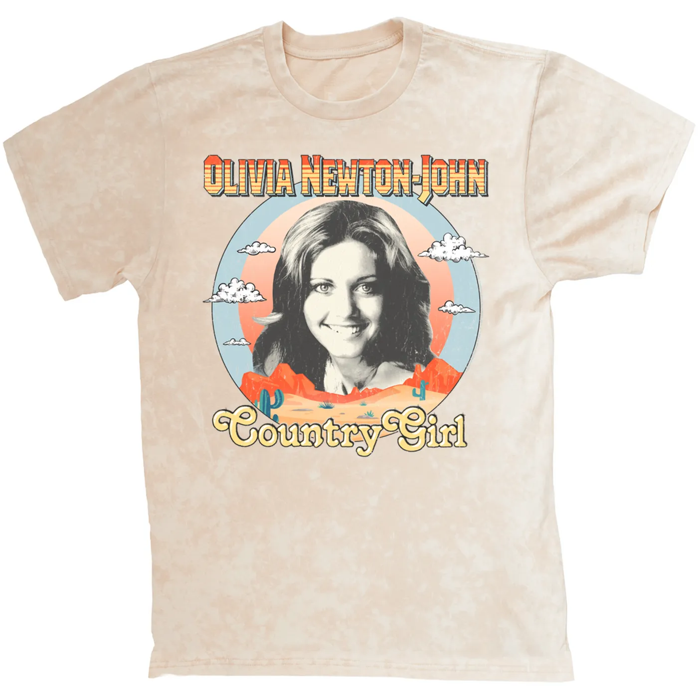Olivia Newton-John T-shirt | Country Girl Landscape Design (Merchbar Exclusive) Olivia Newton John Mineral Wash Shirt