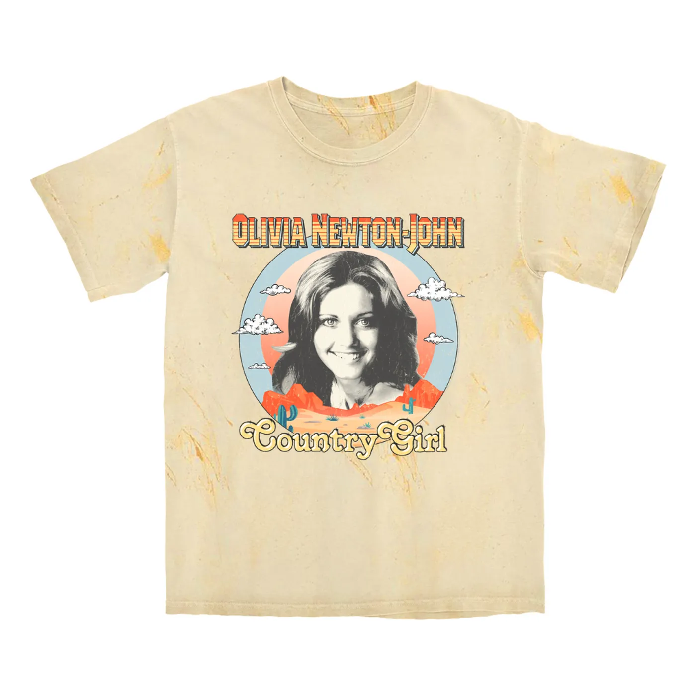 Olivia Newton-John T-shirt | Country Girl Landscape Design (Merchbar Exclusive) Olivia Newton John Color Blast Shirt