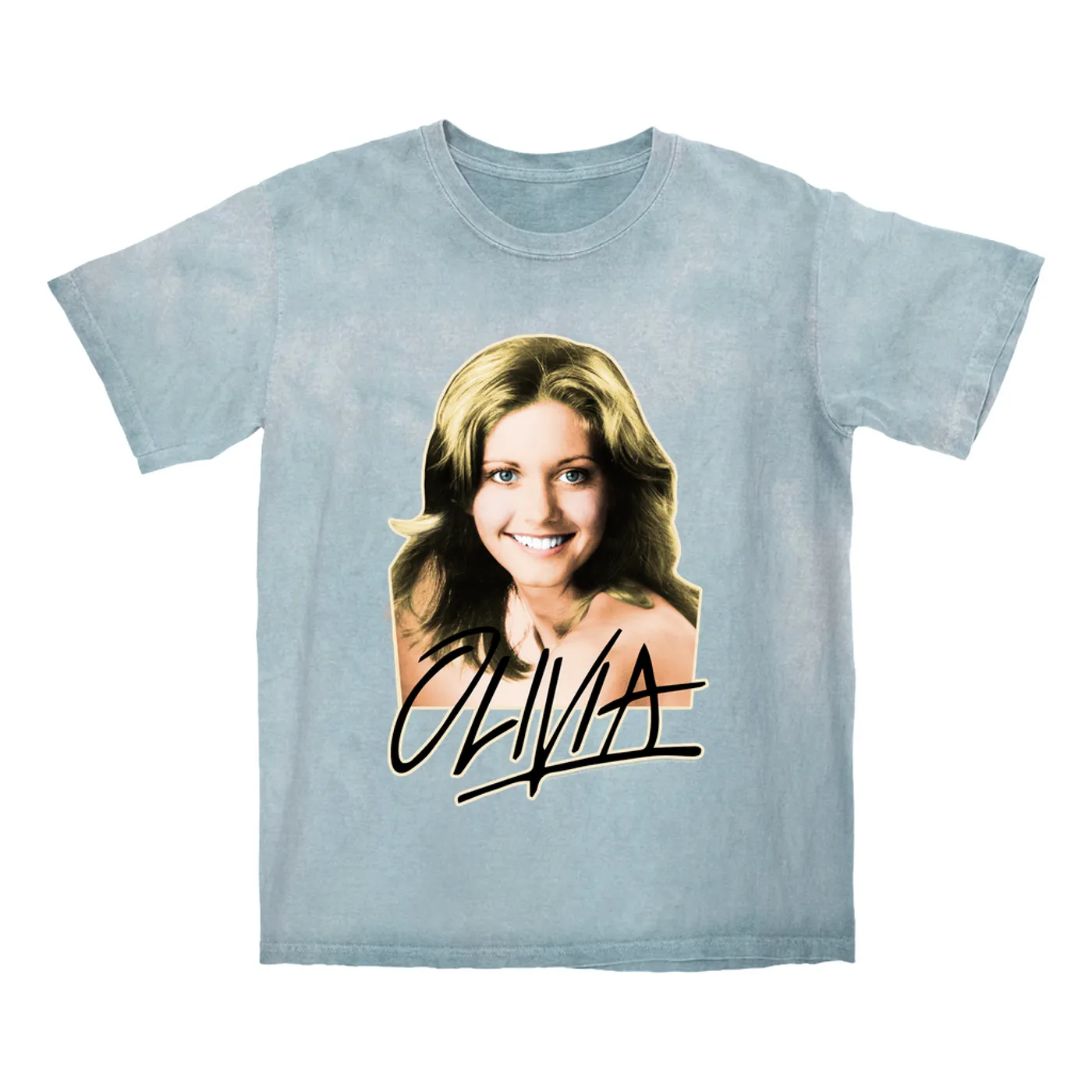 Olivia Newton-John T-shirt | Logo And Young Image Design Olivia Newton John Color Blast Shirt