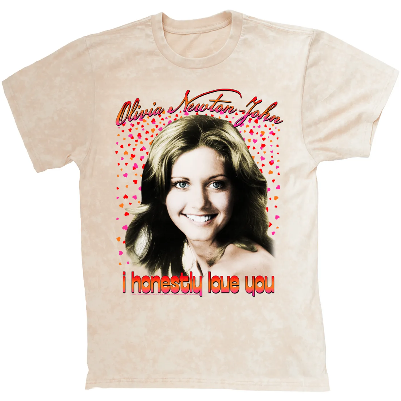 Olivia Newton-John T-shirt | I Honestly Love You In Hearts (Merchbar Exclusive) Olivia Newton John Mineral Wash Shirt