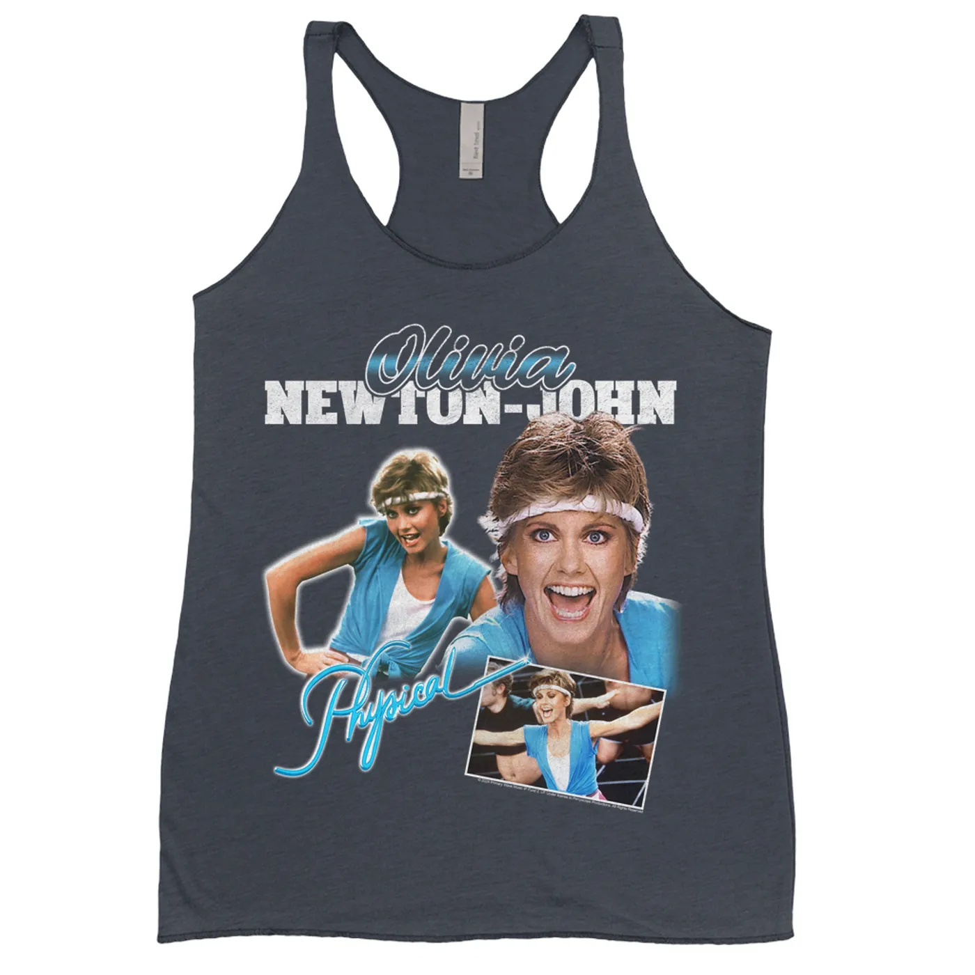 Olivia Newton-John Ladies' Tank Top | Blue Physical Collage Distressed (Merchbar Exclusive) Olivia Newton John Shirt