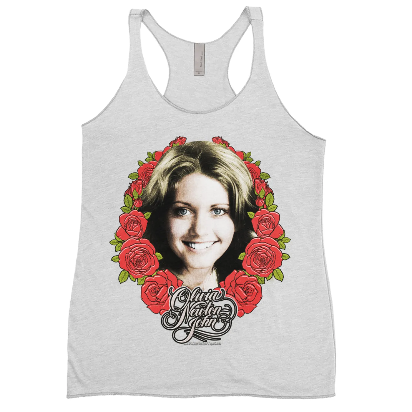 Olivia Newton-John Ladies' Tank Top | Rose Crest Tribute Design (Merchbar Exclusive) Olivia Newton John Shirt