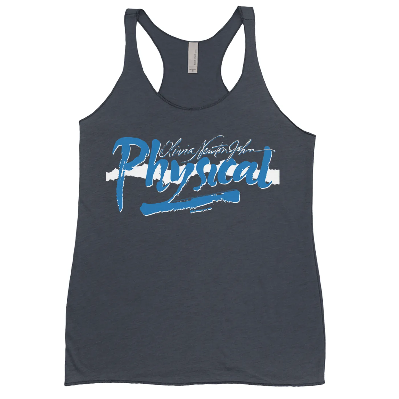 Olivia Newton-John Ladies' Tank Top | Physical Blue and White Logo Olivia Newton John Shirt