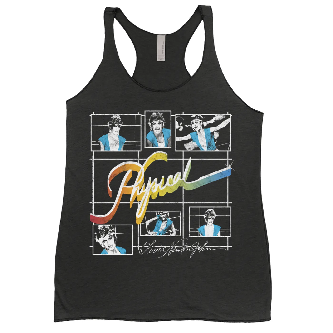 Olivia Newton-John Ladies' Tank Top | Colorful Ombre Physical Collage Distressed (Merchbar Exclusive) Olivia Newton John Shirt