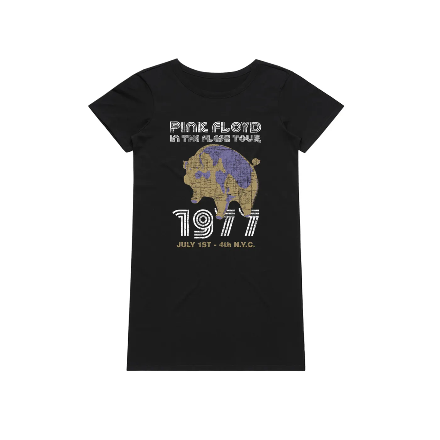 David Bowie Pink Floyd Dress | In The Flesh 1977 NYC Concert Distressed (Merchbar Exclusive) Pink Floyd T-Shirt Dress