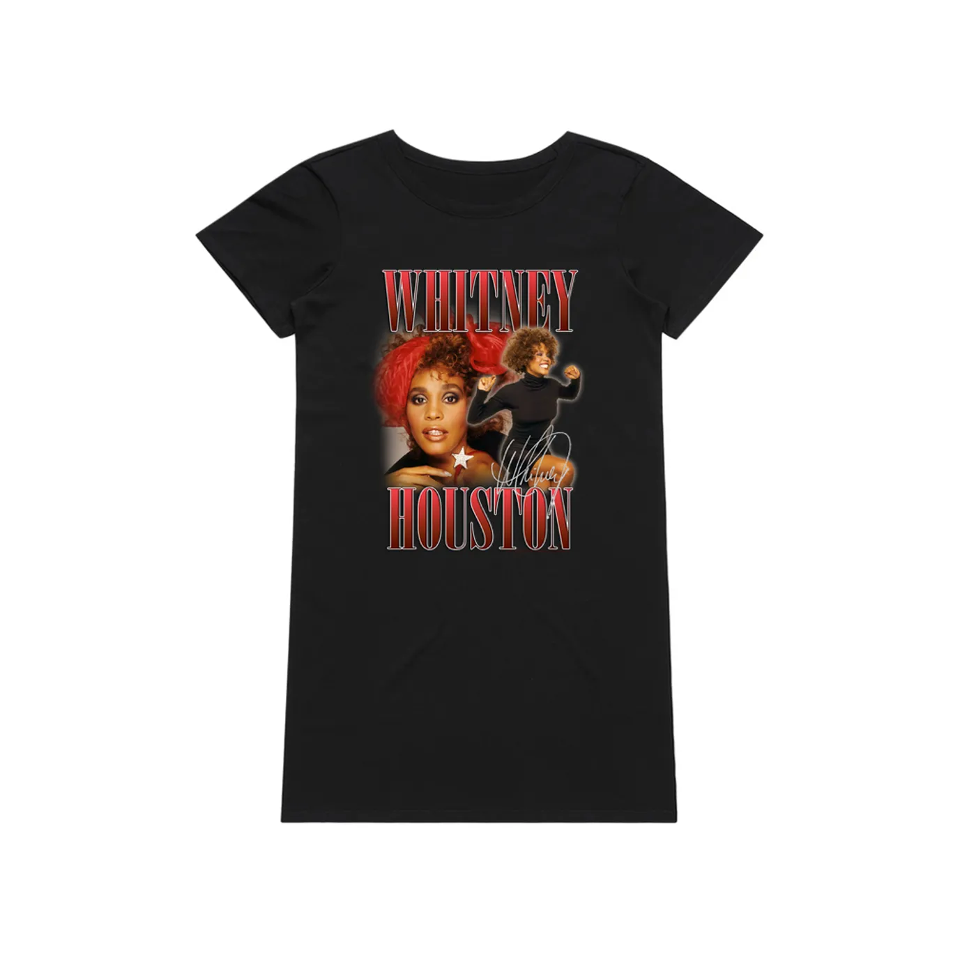 Whitney Houston Dress | Whitney Houston Red Collage Design Whitney Houston T-Shirt Dress