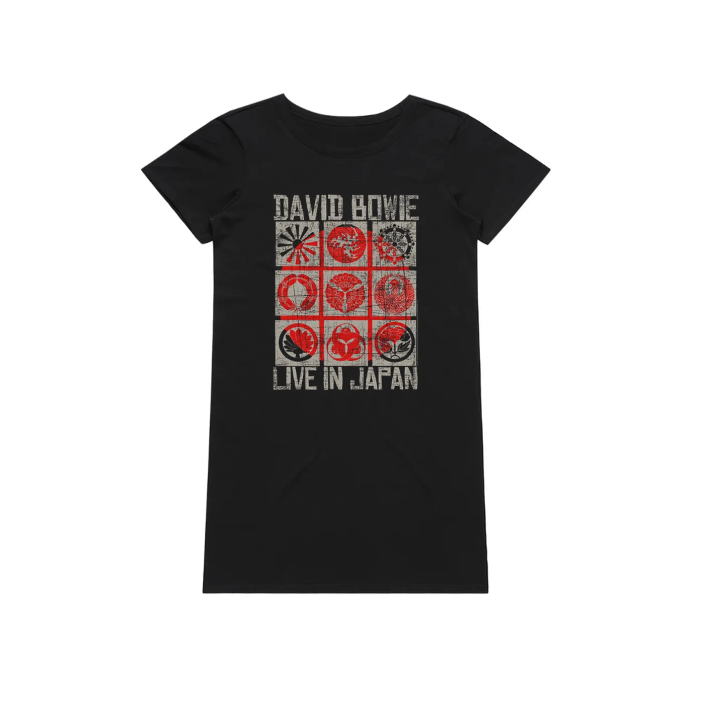 David Bowie Dress | Reverse Live In Japan Design Distressed David Bowie T-Shirt Dress