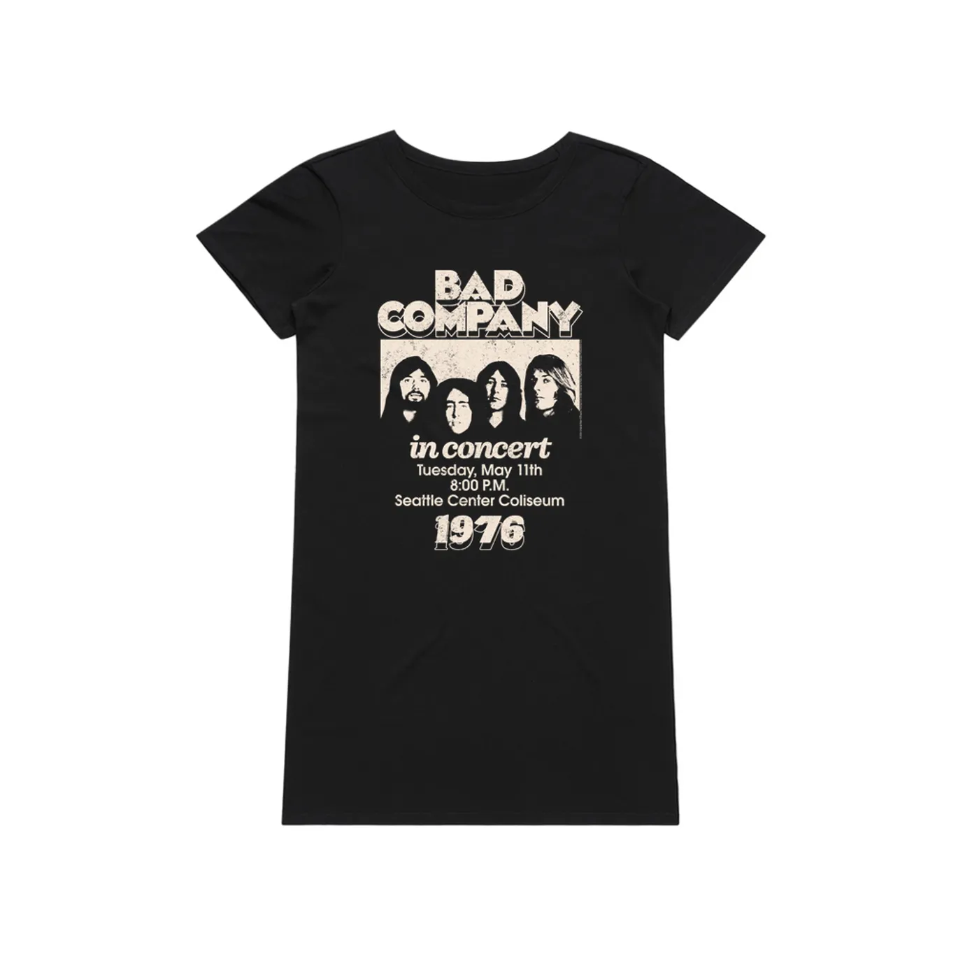 Bad Company Dress | Live In Concert Seattle Center 1976 Bad Company T-Shirt Dress