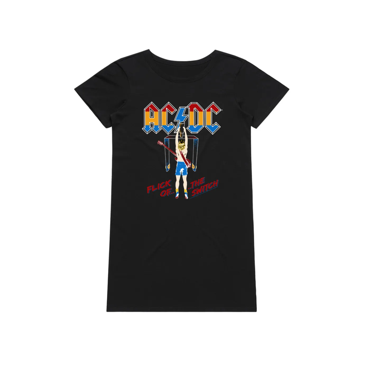 AC/DC Dress | Colorful Flick Of The Switch ACDC T-Shirt Dress