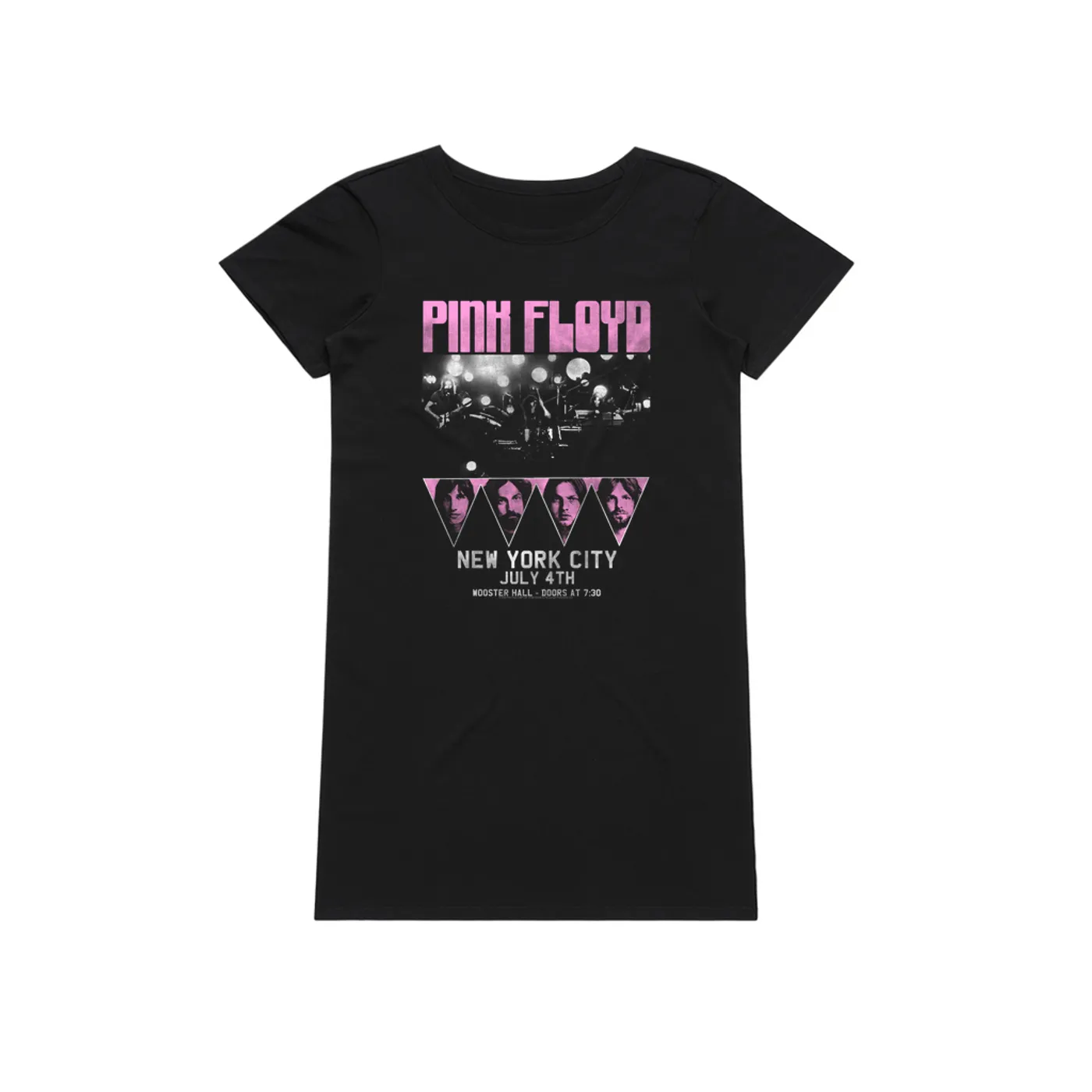 Pink Floyd Dress | New York City 4th Of July Concert Poster Pink Pink Floyd T-Shirt Dress