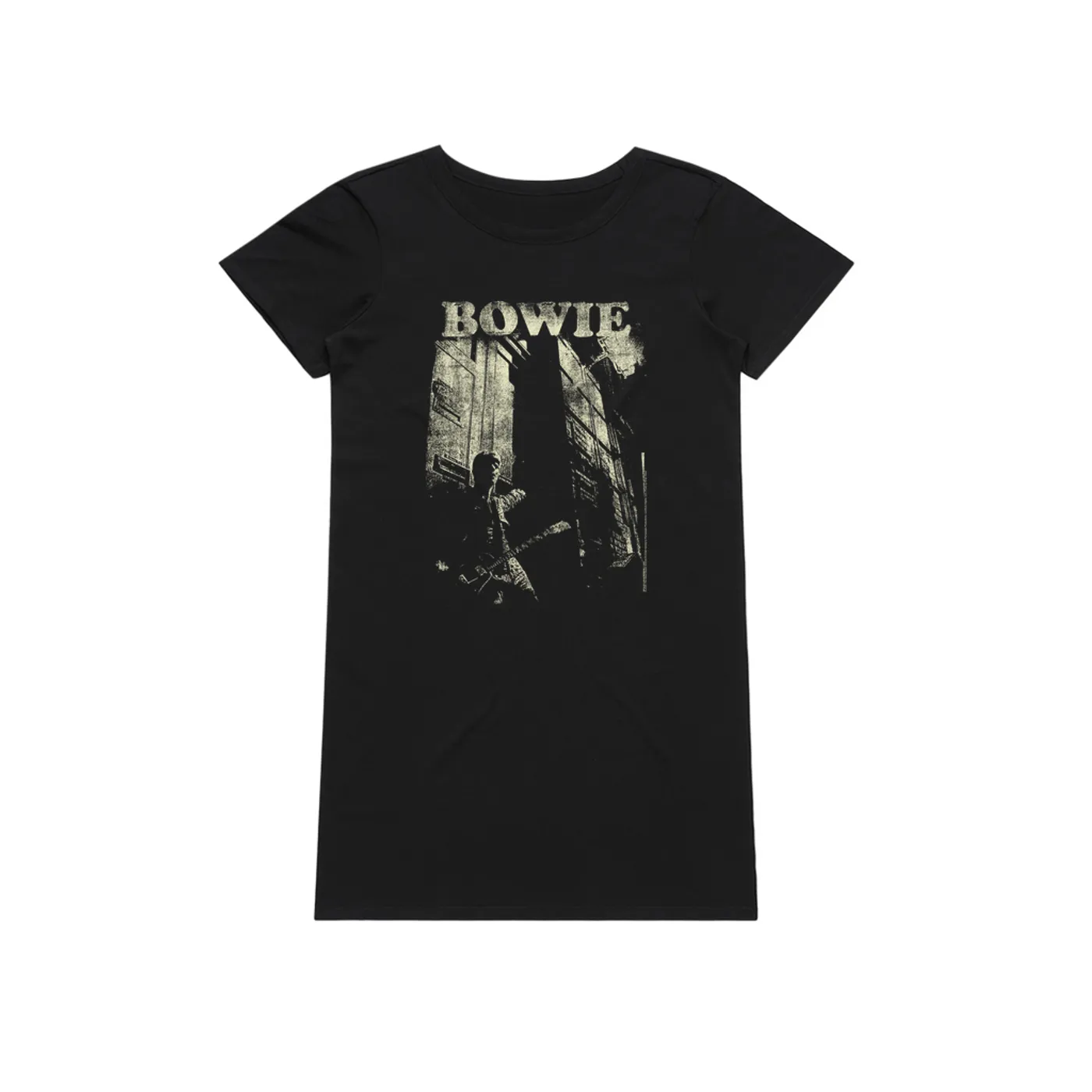 David Bowie Dress | David Bowie With Guitar Distressed David Bowie T-Shirt Dress