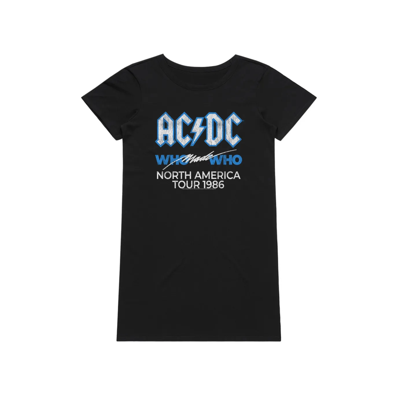 AC/DC Dress | Who Made Who North America 1986 Tour Distressed ACDC T-Shirt Dress