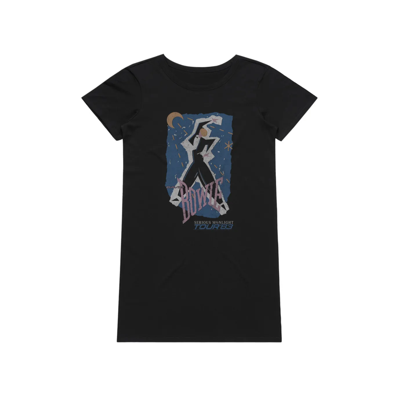 David Bowie Dress | Serious Moonlight Tour 1983 Design (Merchbar Exclusive) David Bowie T-Shirt Dress