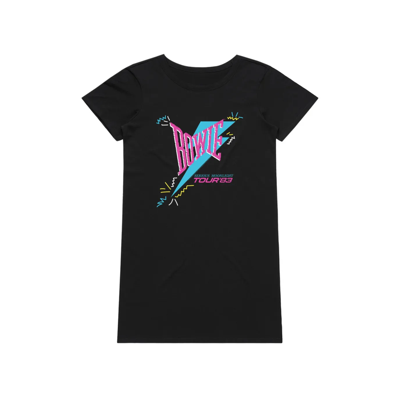 David Bowie Dress | Serious Moonlight Party Image (Merchbar Exclusive) David Bowie T-Shirt Dress