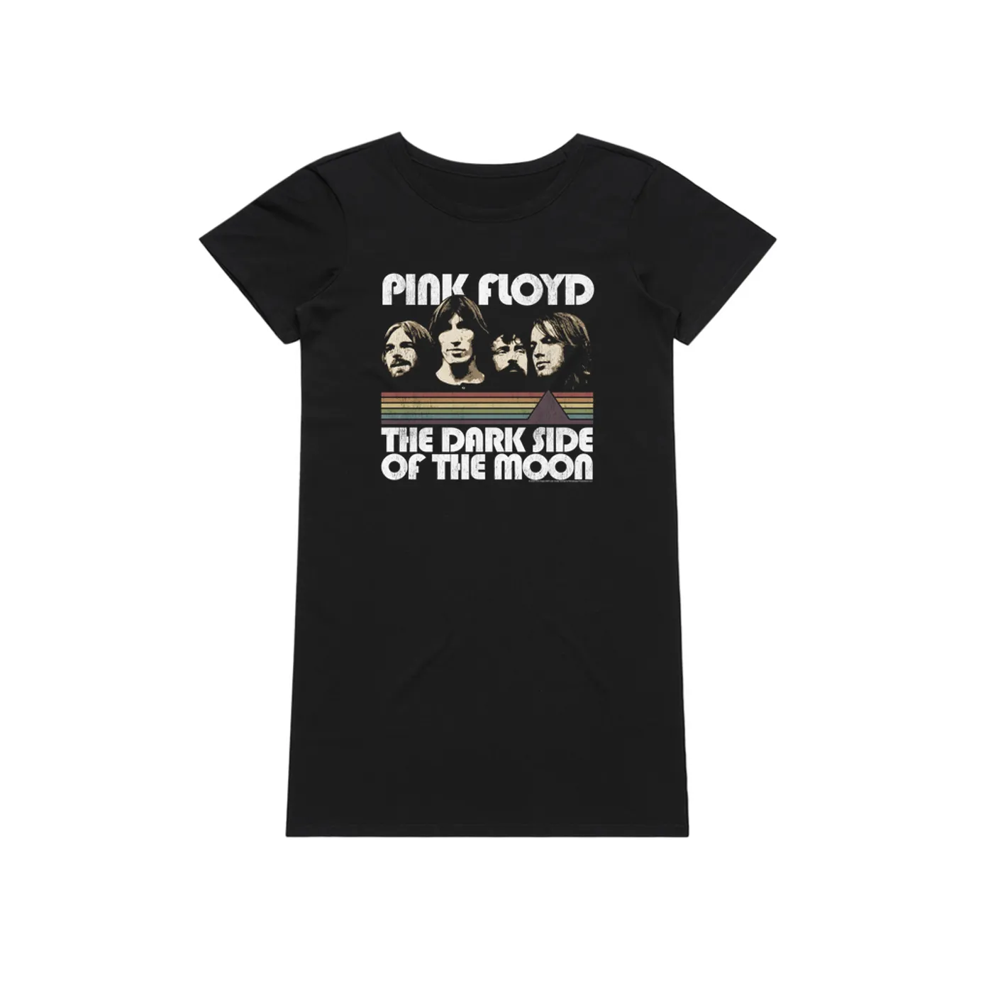 Pink Floyd Dress | Dark Side Of The Moon Retro Design Distressed (Merchbar Exclusive) Pink Floyd T-Shirt Dress