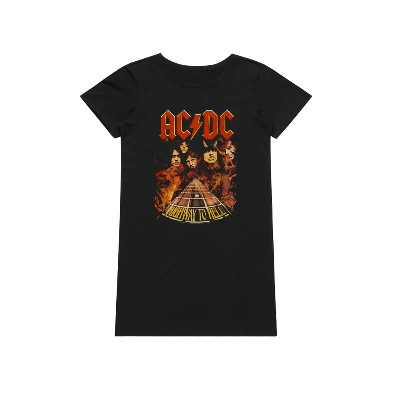 AC/DC Dress | Highway To Hell In Flames ACDC T-Shirt Dress