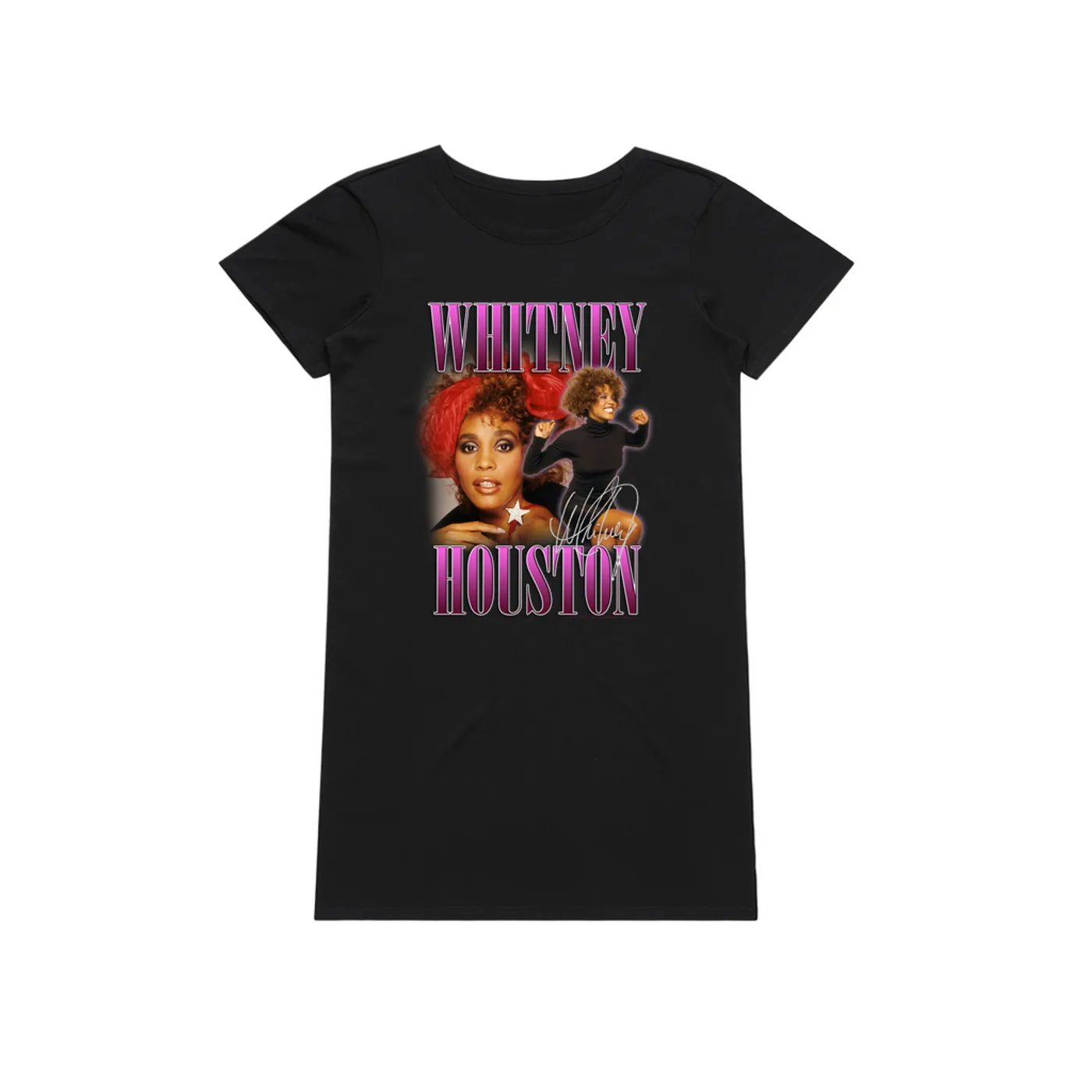 Whitney Houston Dress | Whitney Houston Purple Collage Design (Merchbar Exclusive) Whitney Houston T-Shirt Dress