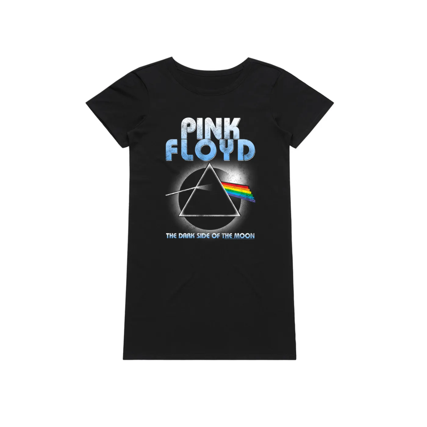 Pink Floyd Dress | Blue Retro Dark Side Of The Moon Design Distressed Pink Floyd T-Shirt Dress