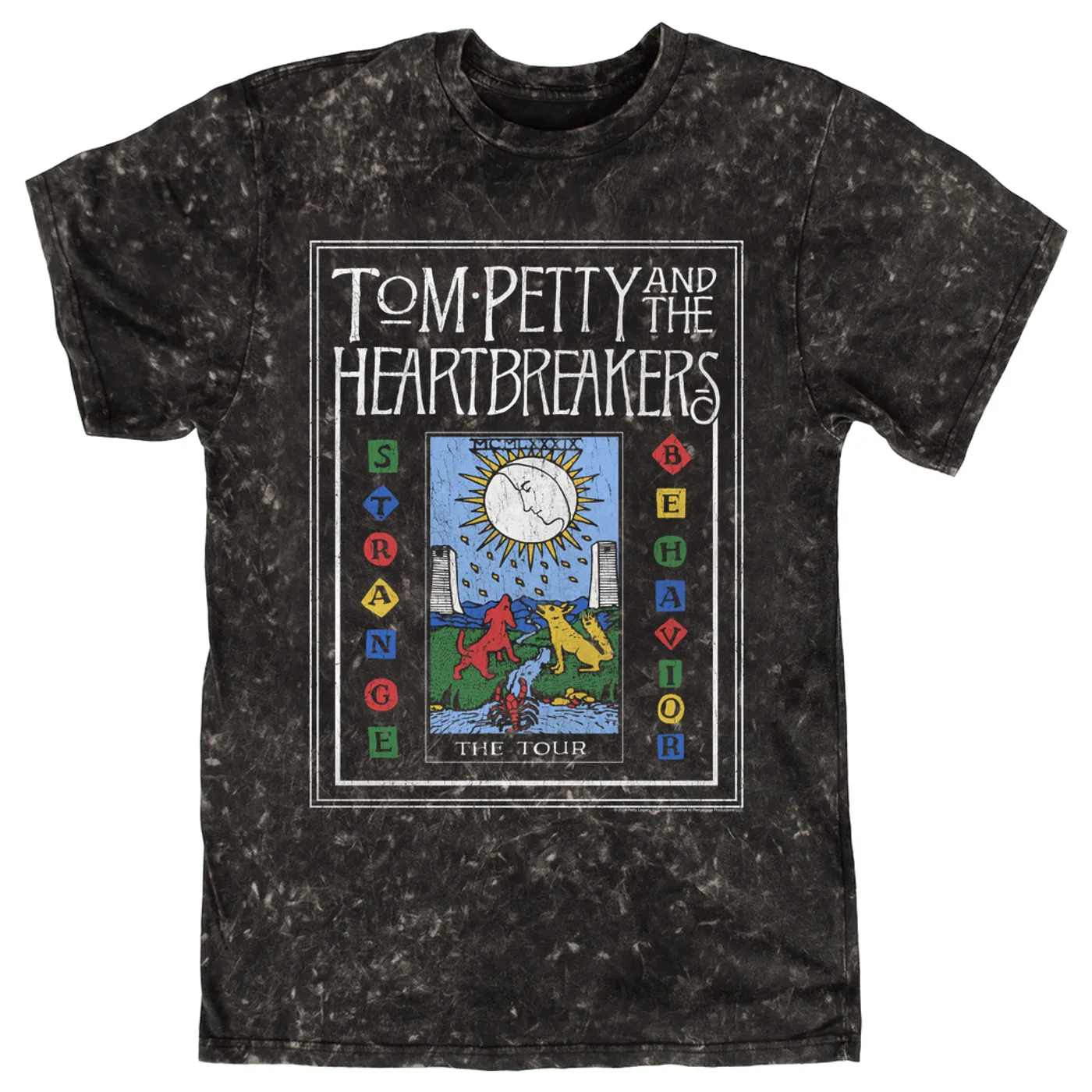Tom Petty and the Heartbreakers T-shirt | 1989 Strange Behavior Tour Image Distressed Tom Petty Mineral Wash Shirt
