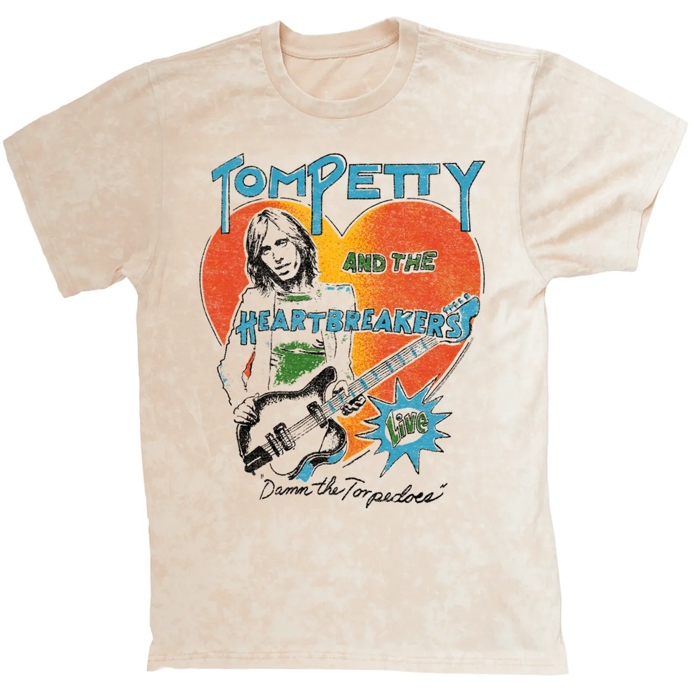 Tom Petty and the Heartbreakers T-shirt | LIVE! Damn The Torpedoes Distressed Tom Petty Mineral Wash Shirt
