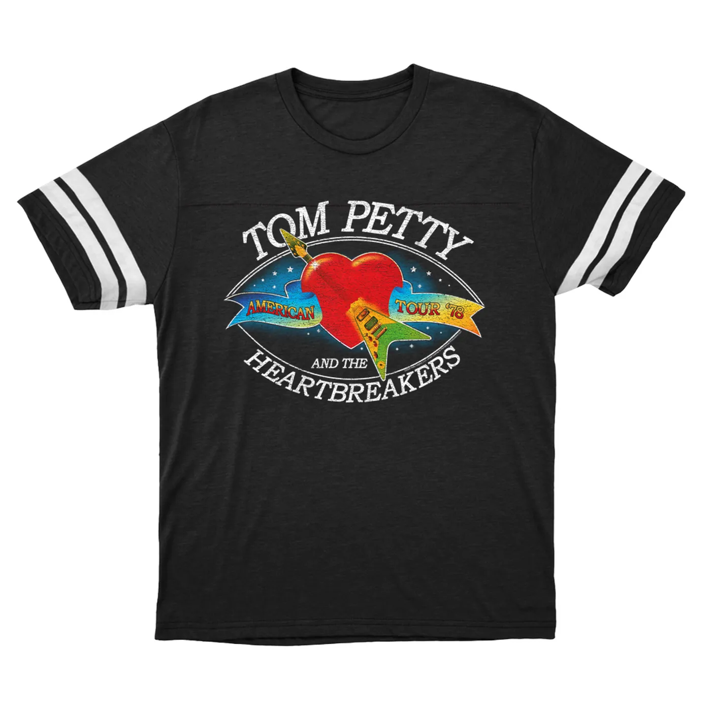 Tom Petty and the Heartbreakers T-Shirt | American Tour '78 Logo Distressed Tom Petty Football Shirt