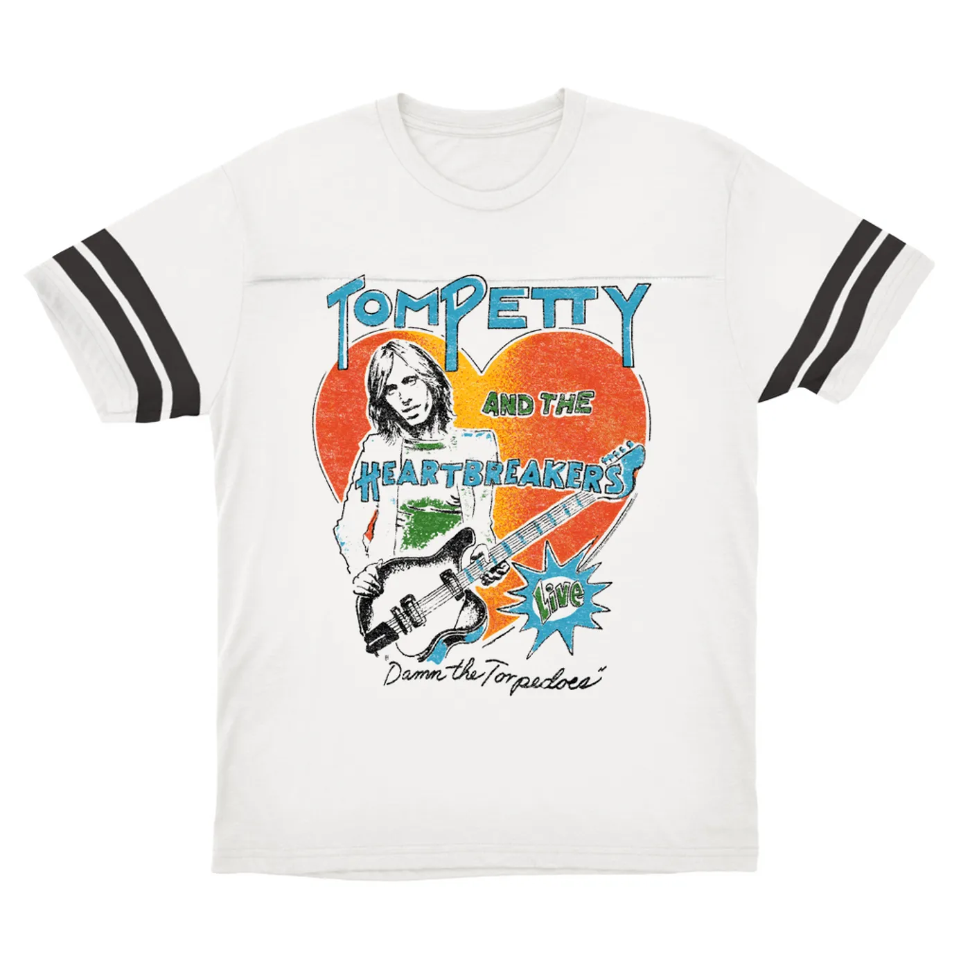 Tom Petty and the Heartbreakers T-Shirt | LIVE! Damn The Torpedoes Distressed Tom Petty Football Shirt