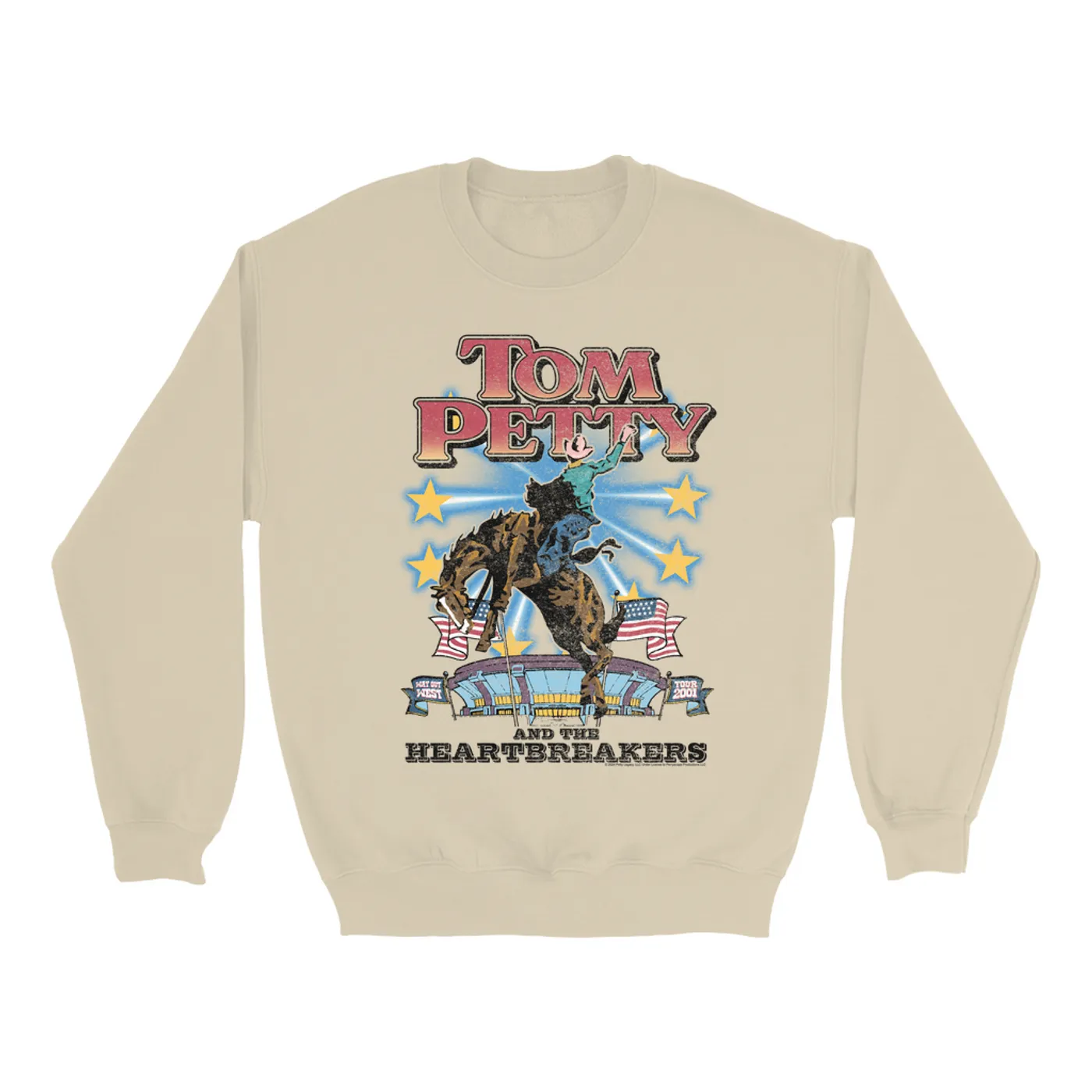 Tom Petty and the Heartbreakers Sweatshirt | 2001 Way Out West Tour Distressed (Merchbar Exclusive) Tom Petty Sweatshirt