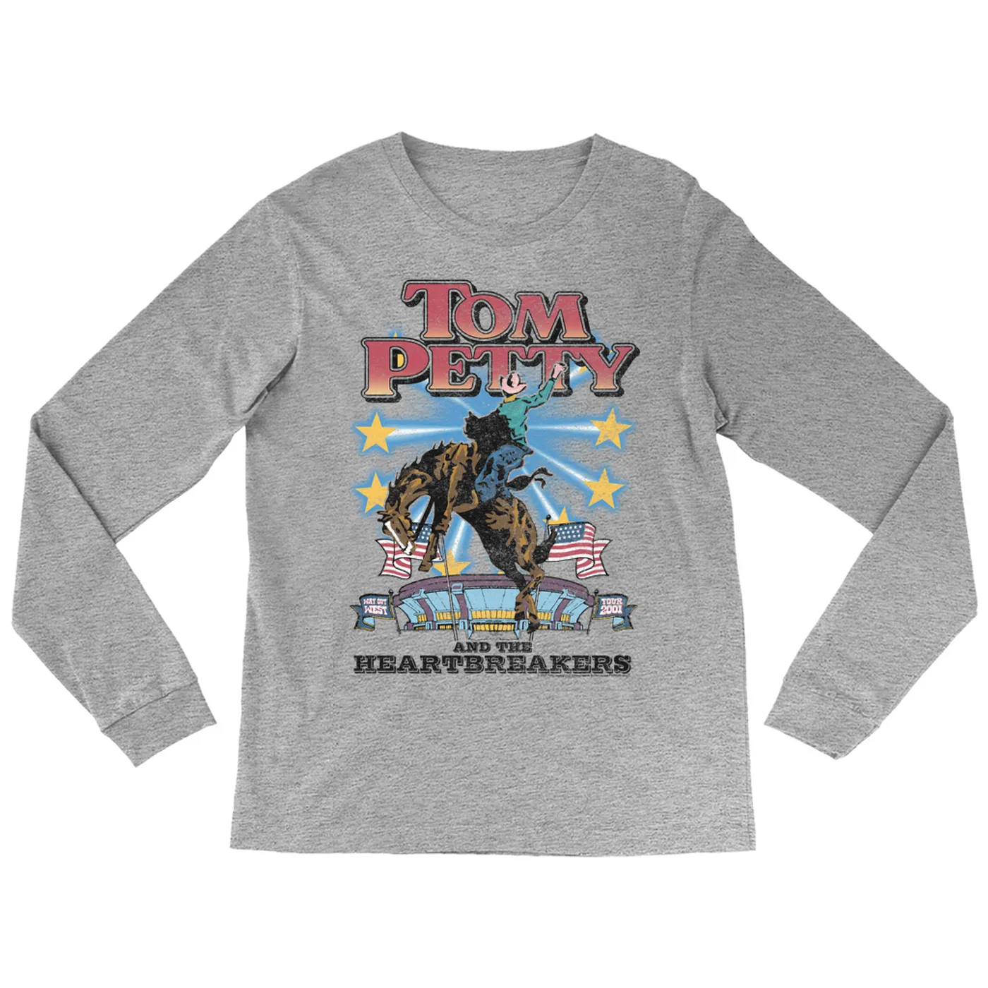 Tom Petty and the Heartbreakers Long Sleeve Shirt | 2001 Way Out West Tour Distressed (Merchbar Exclusive) Tom Petty Shirt
