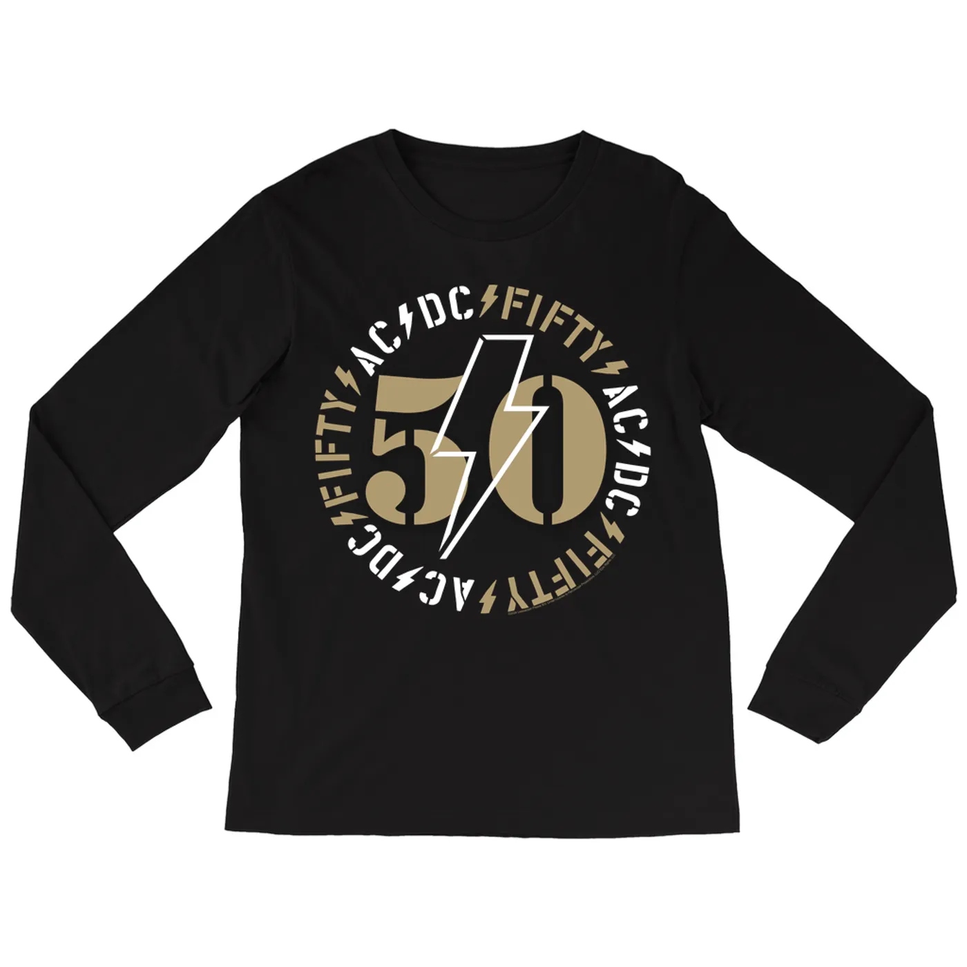 AC/DC Long Sleeve Shirt | Tan 50th Anniversary ACDC Shirt