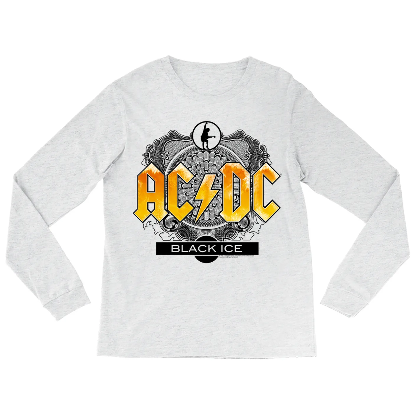 AC/DC Long Sleeve Shirt | Black Ice Album Art Design Yellow ACDC Shirt