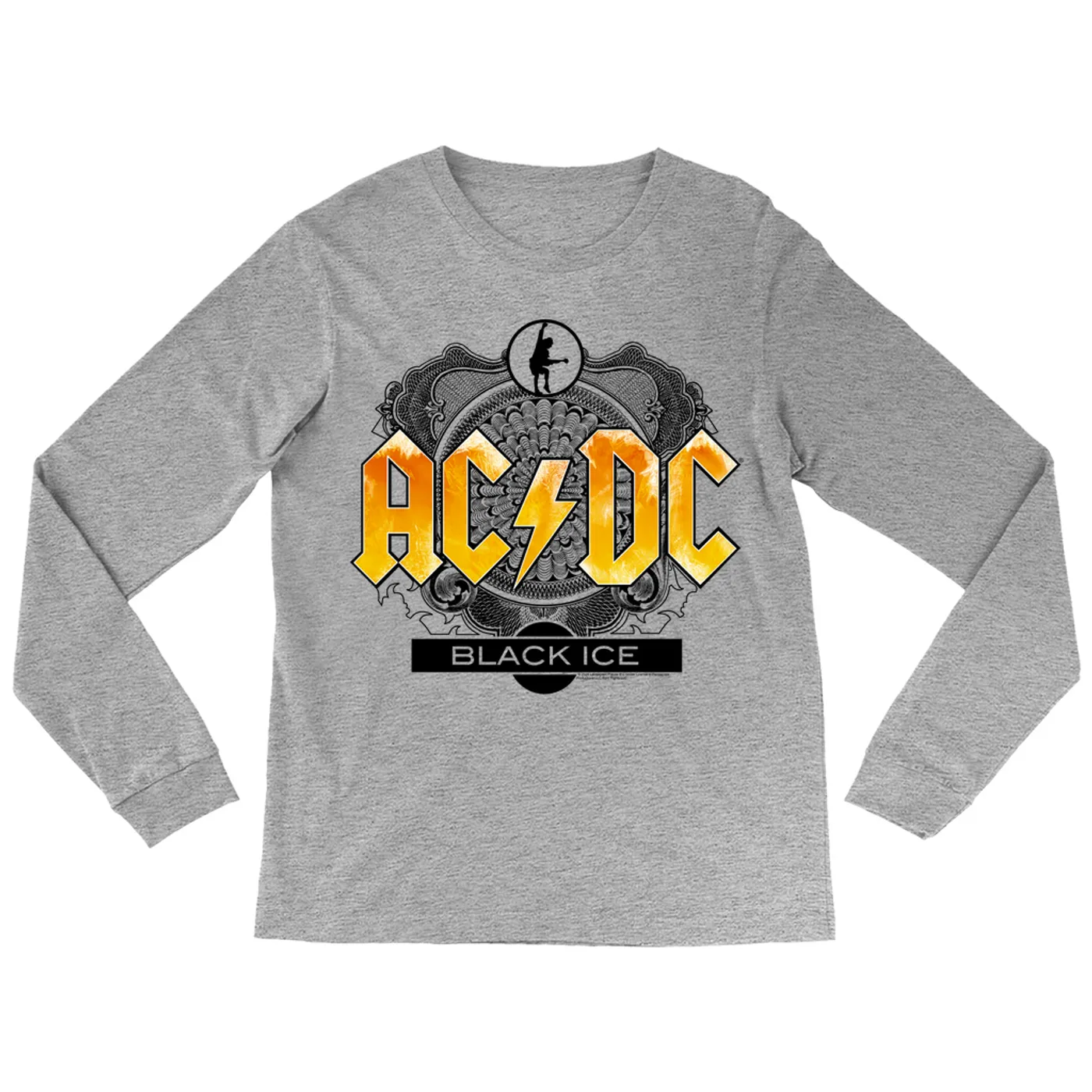AC/DC Long Sleeve Shirt | Black Ice Album Art Design Yellow ACDC Shirt