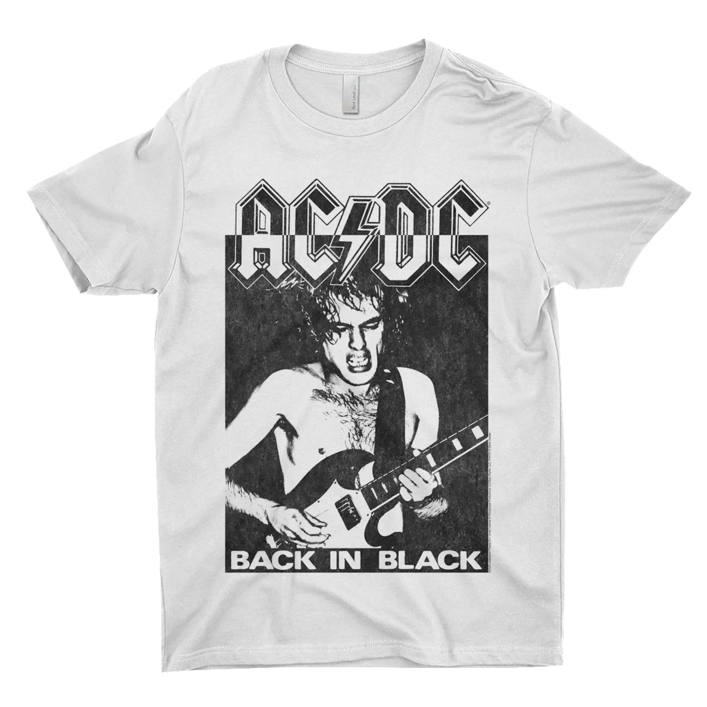 AC/DC T-Shirt | Contrasting Back In Black Distressed (Merchbar Exclusive) ACDC Shirt
