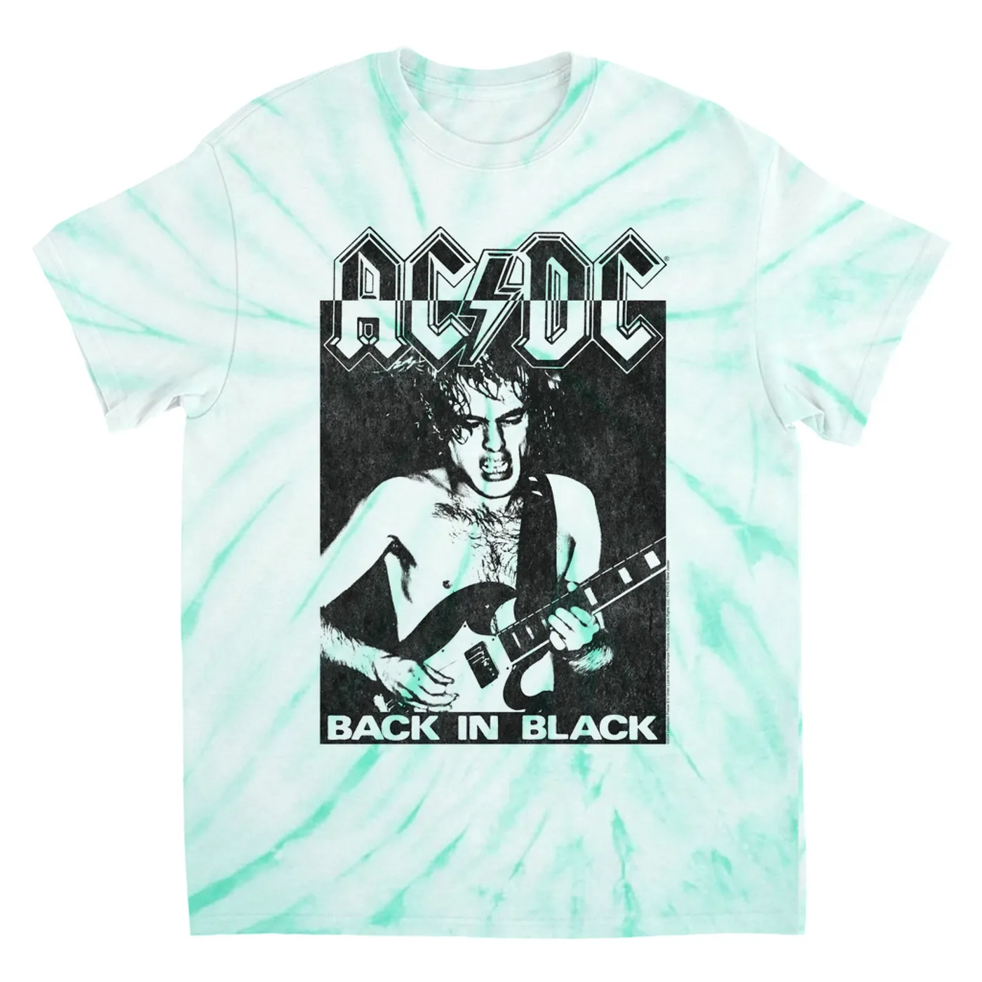 AC/DC T-Shirt | Contrasting Back In Black Distressed (Merchbar Exclusive) ACDC Tie Dye Shirt