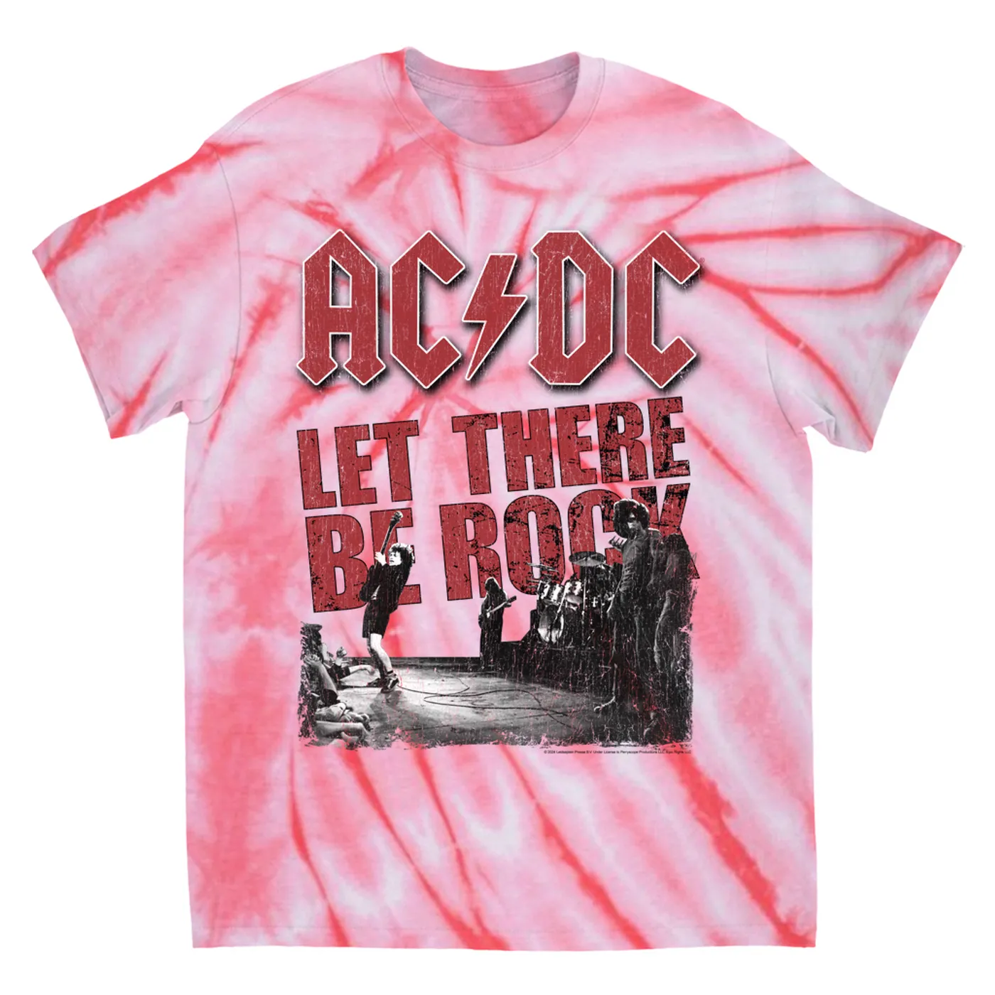 AC/DC T-Shirt | Let There Be Rock Stage Performance Distressed ACDC Tie Dye Shirt