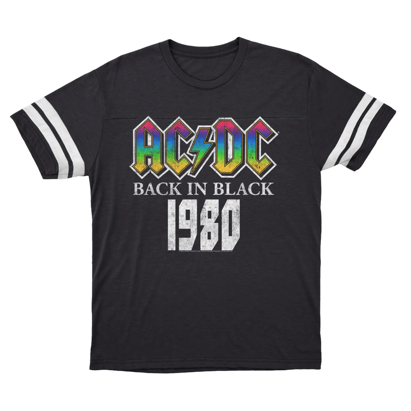 AC/DC T-Shirt | 1980 Neon Ombre Logo Distressed ACDC Football Shirt
