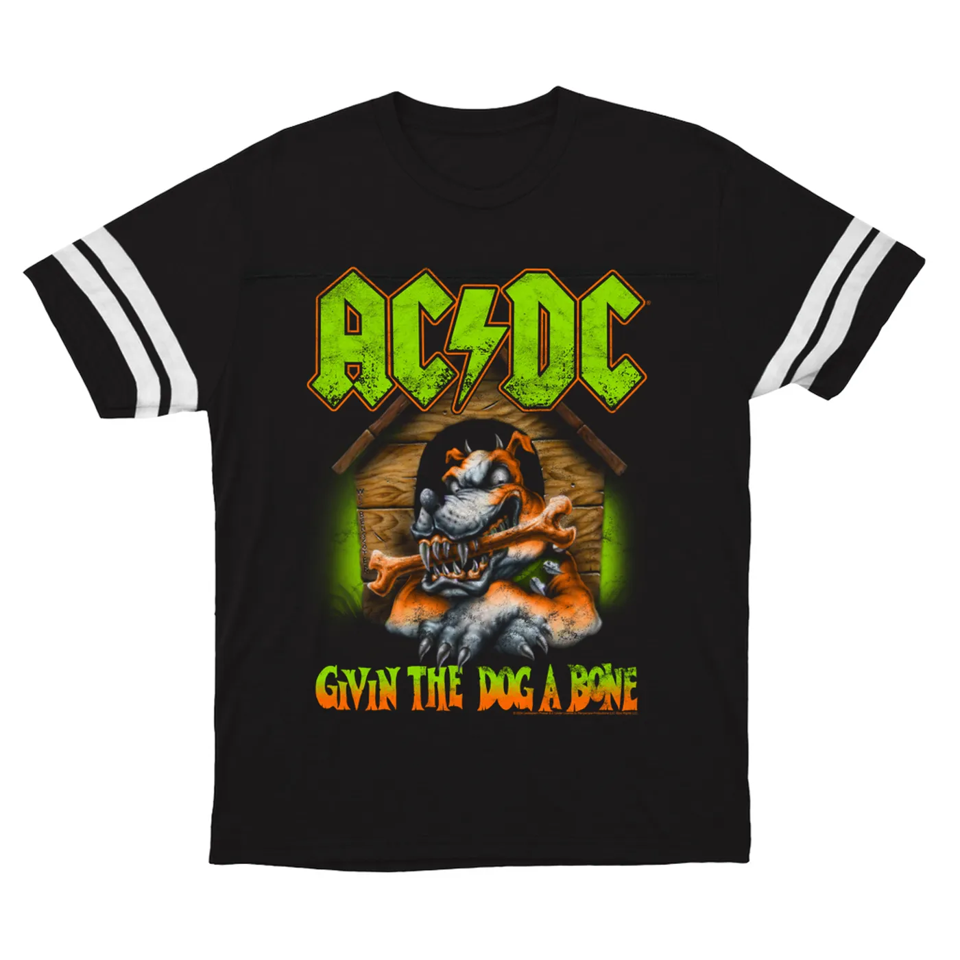 AC/DC T-Shirt | Givin The Dog A Bone Neon Green Orange (Merchbar Exclusive) ACDC Football Shirt