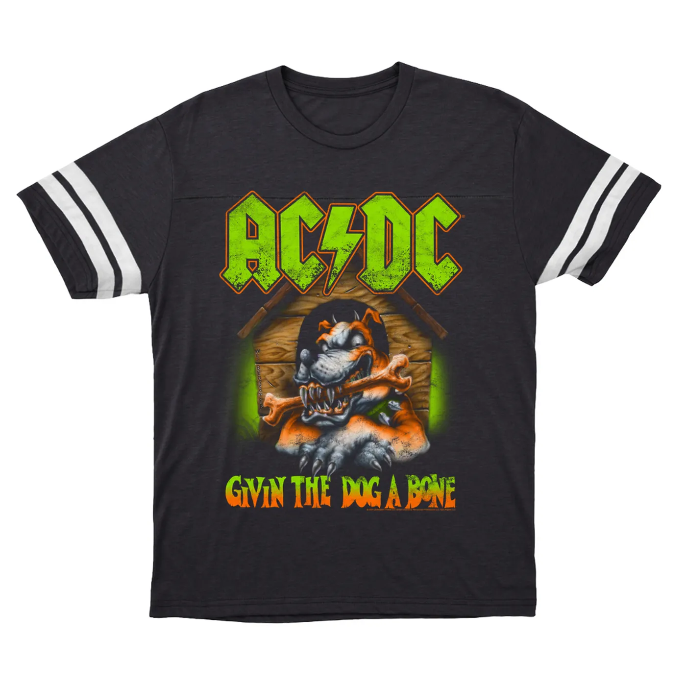 AC/DC T-Shirt | Givin The Dog A Bone Neon Green Orange (Merchbar Exclusive) ACDC Football Shirt