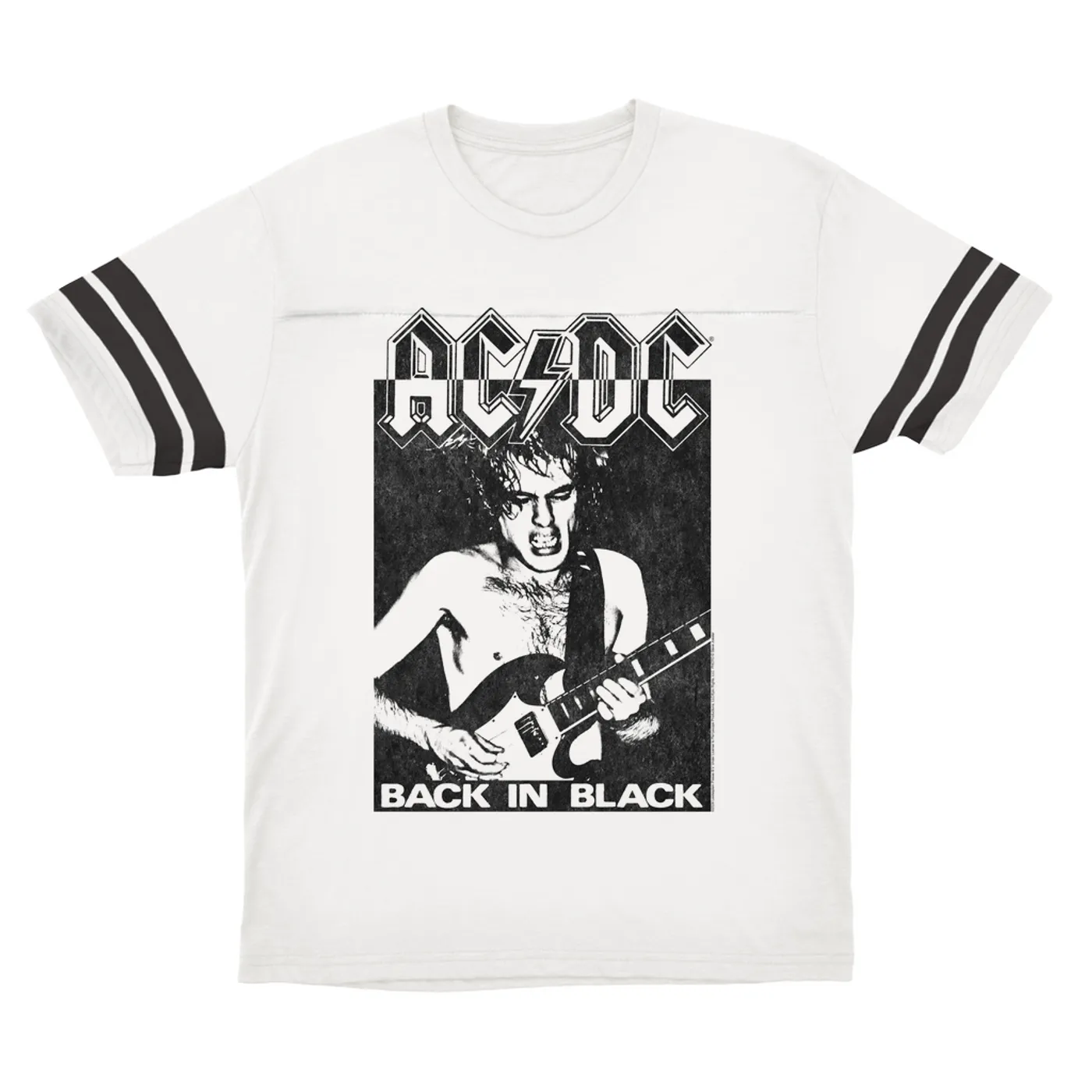 AC/DC T-Shirt | Contrasting Back In Black Distressed (Merchbar Exclusive) ACDC Football Shirt