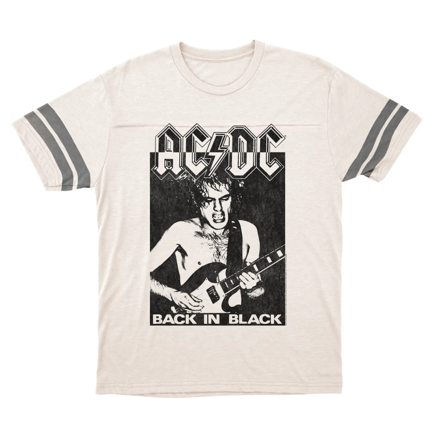 AC/DC T-Shirt | Contrasting Back In Black Distressed (Merchbar Exclusive) ACDC Football Shirt