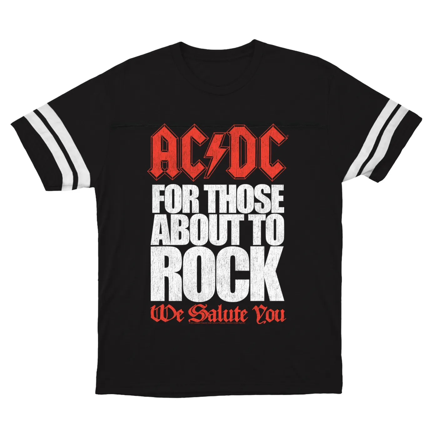 AC/DC T-Shirt | For Those About To Rock Bold Text Distressed ACDC Football Shirt