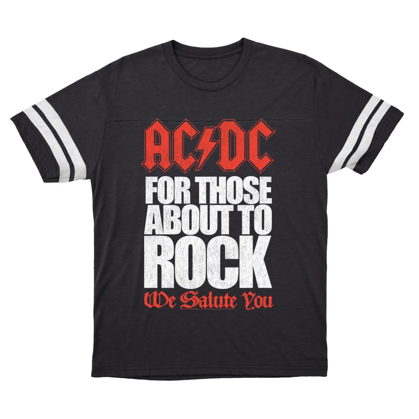 AC/DC T-Shirt | For Those About To Rock Bold Text Distressed ACDC Football Shirt