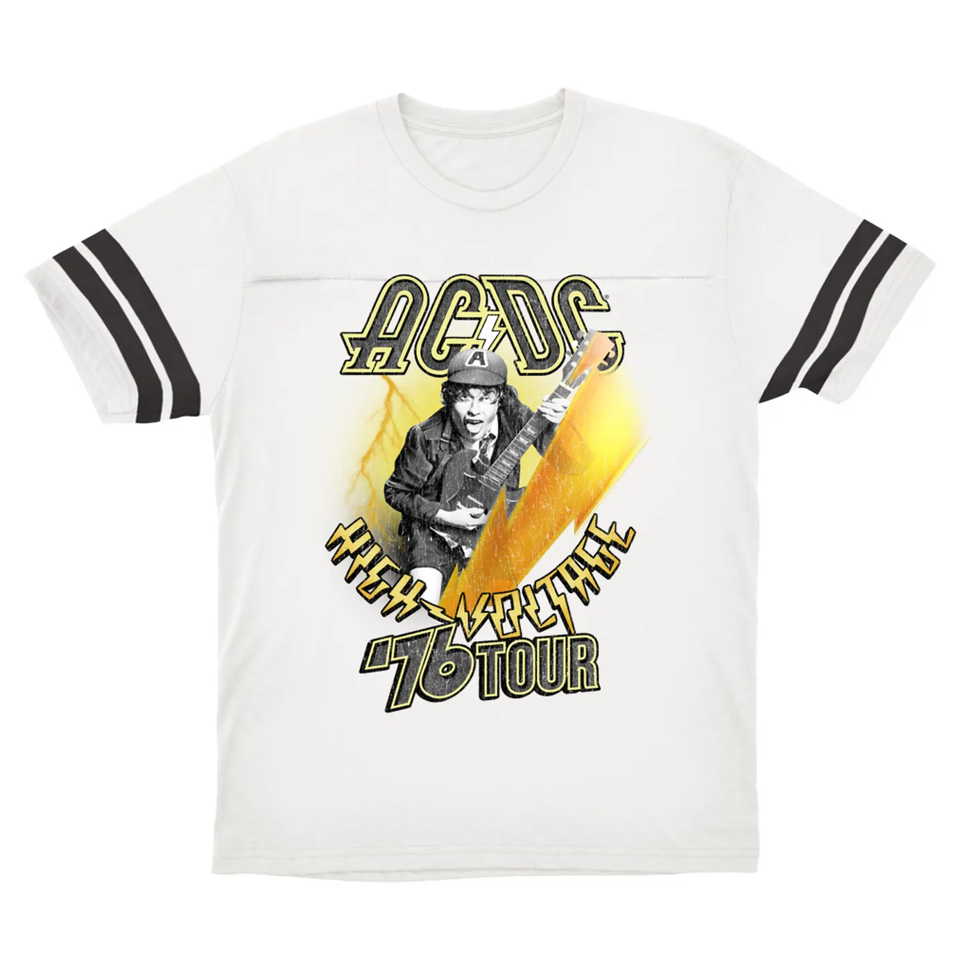 AC/DC T-Shirt | 76 Tour High Voltage Distressed ACDC Football Shirt