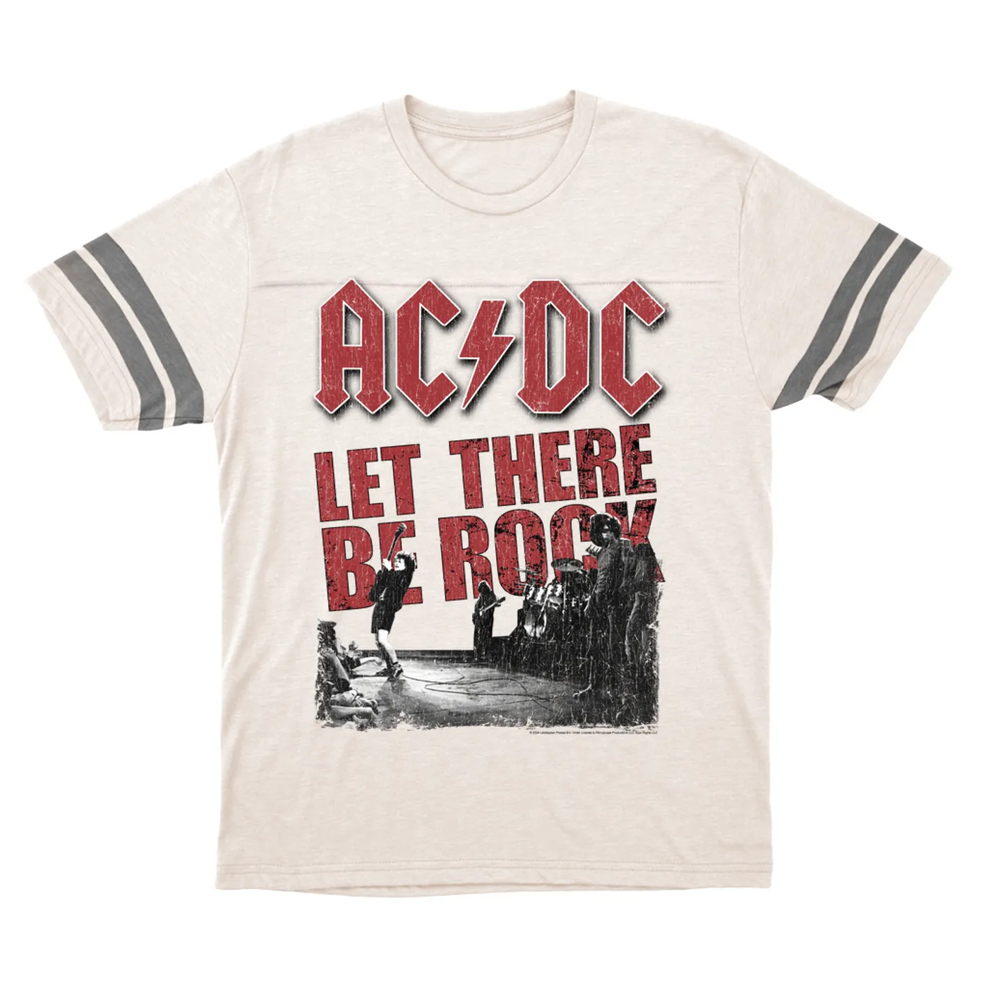 AC/DC T-Shirt | Let There Be Rock Stage Performance Distressed ACDC Football Shirt