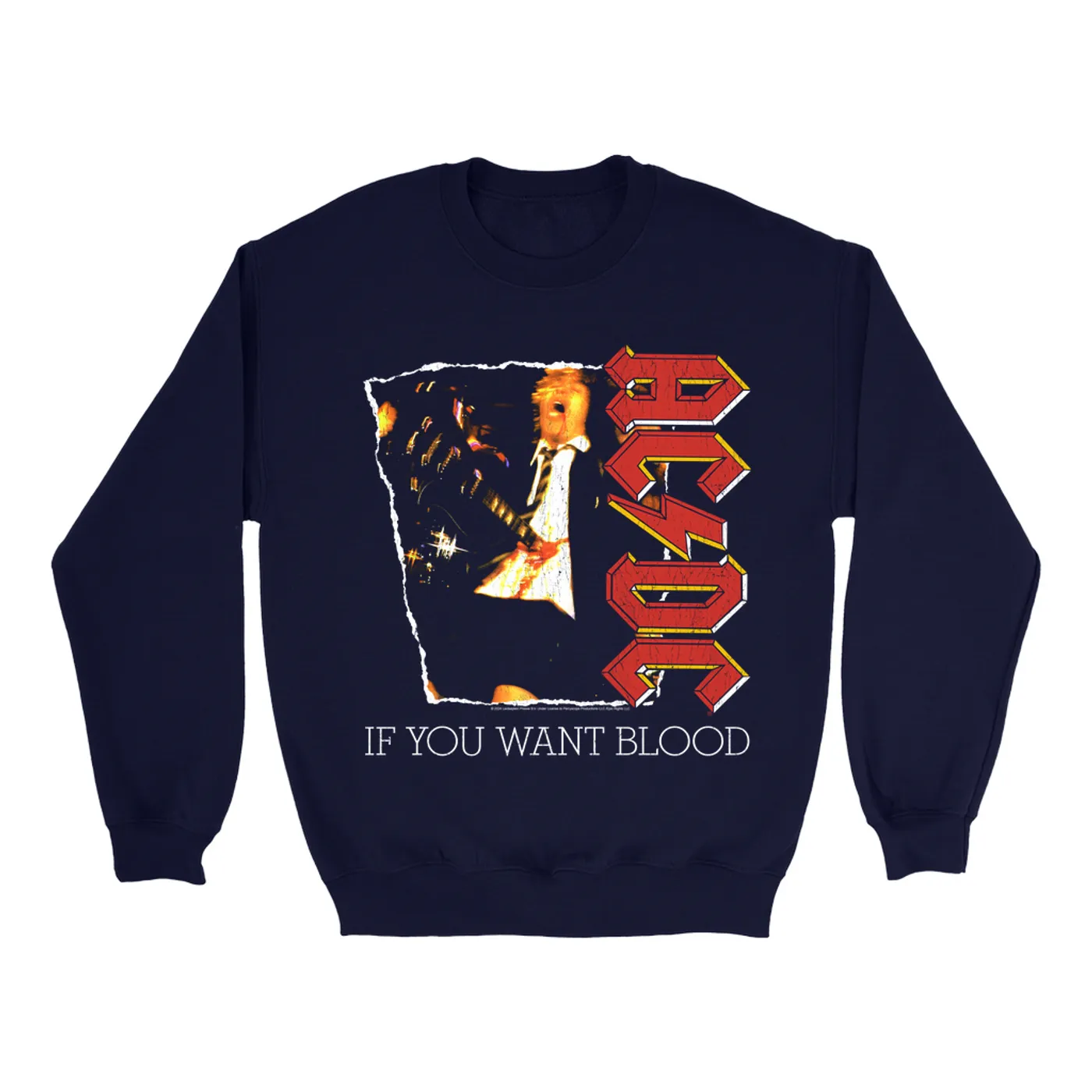 AC/DC Sweatshirt | If You Want Blood Album Cover Design Distressed ACDC Sweatshirt