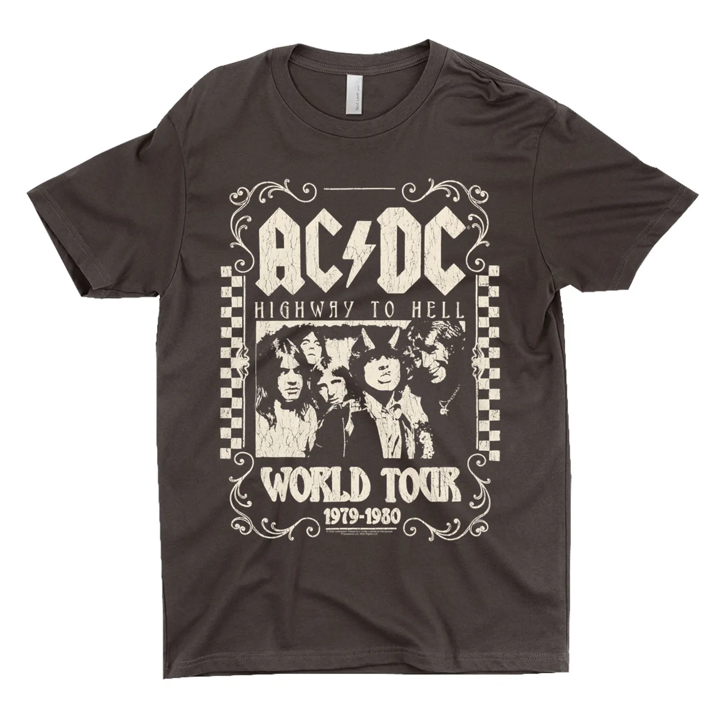 AC/DC T-Shirt | Checkered Highway To Hell World Tour Distressed ACDC Shirt