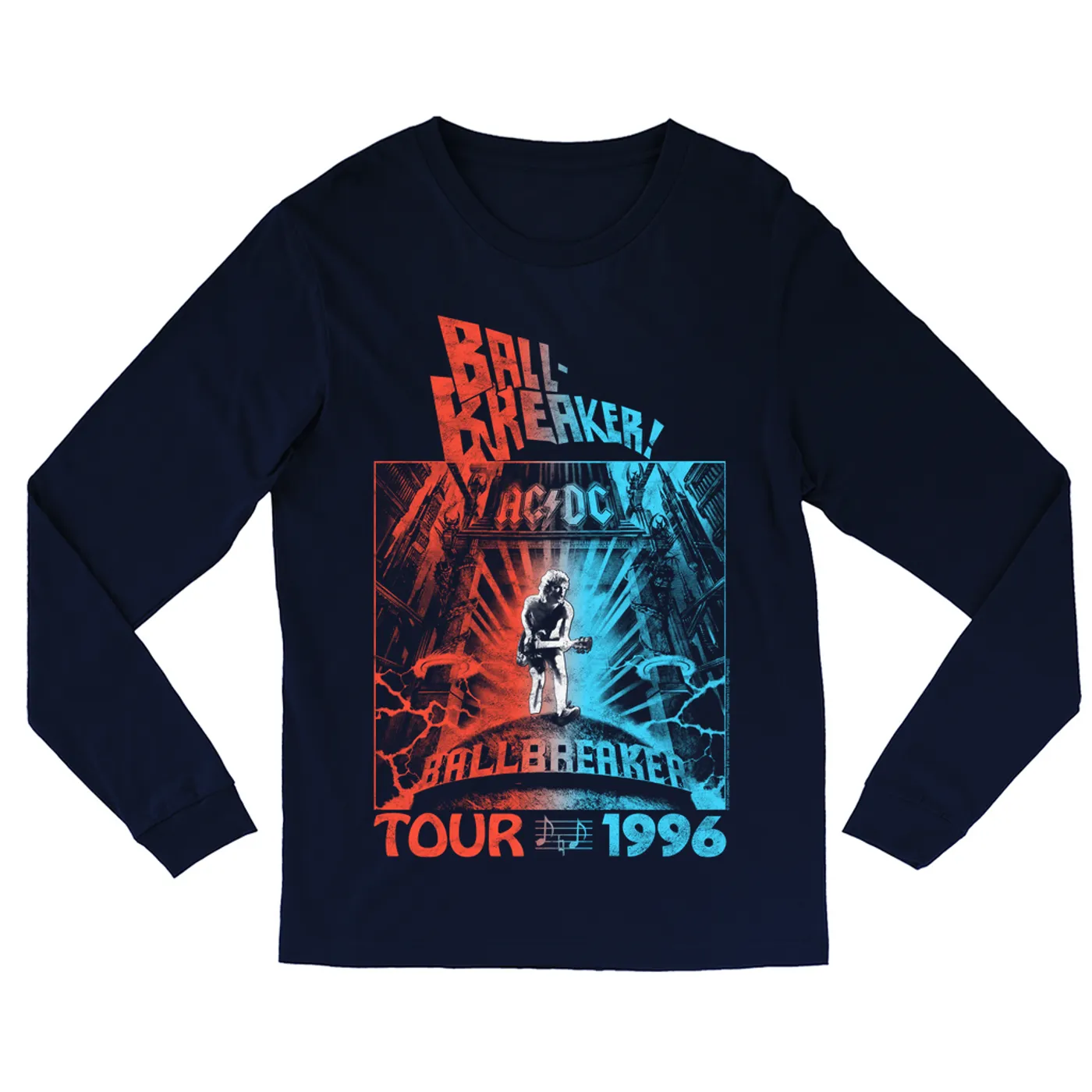 AC/DC Long Sleeve Shirt | 1996 Tour Ball Breaker Red Blue Ombre ACDC Shirt